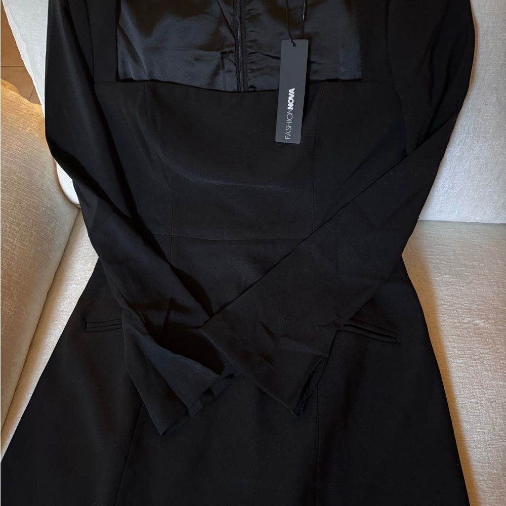 Fashion Nova Black Satin Mini Dress